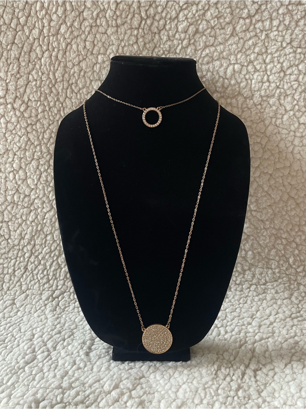 Women's Gold-Tone Double Circle Pendant Necklace Set
